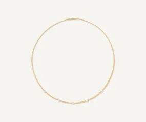 18K Yellow Gold Coil Necklace With Diamond Stations