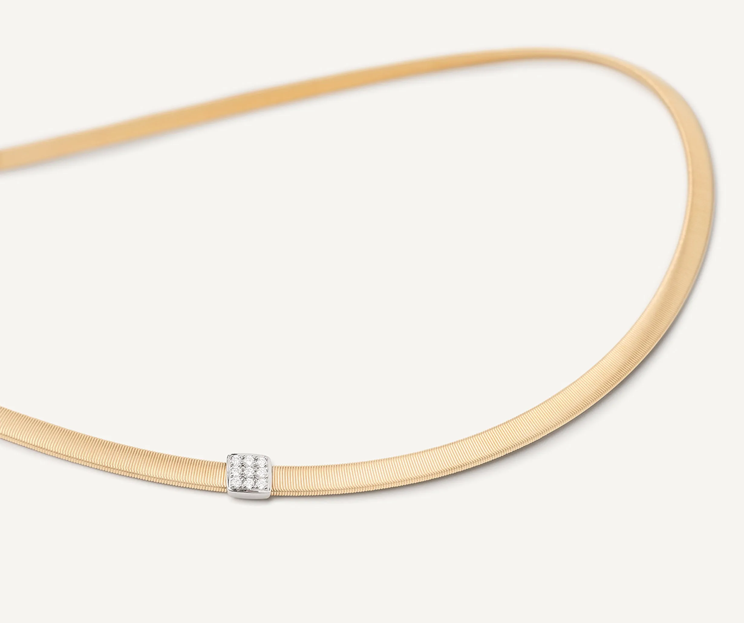 18K Yellow Gold Coil Necklace With Diamonds