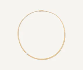 18K Yellow Gold Coil Necklace With Diamonds