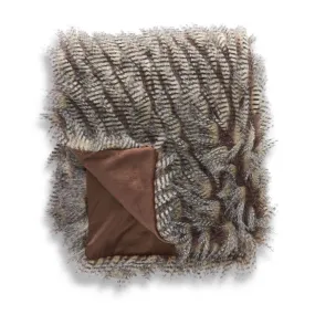 63" Gray Three-Tone Faux Fur Throw Blanket