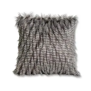 63" Gray Three-Tone Faux Fur Throw Blanket