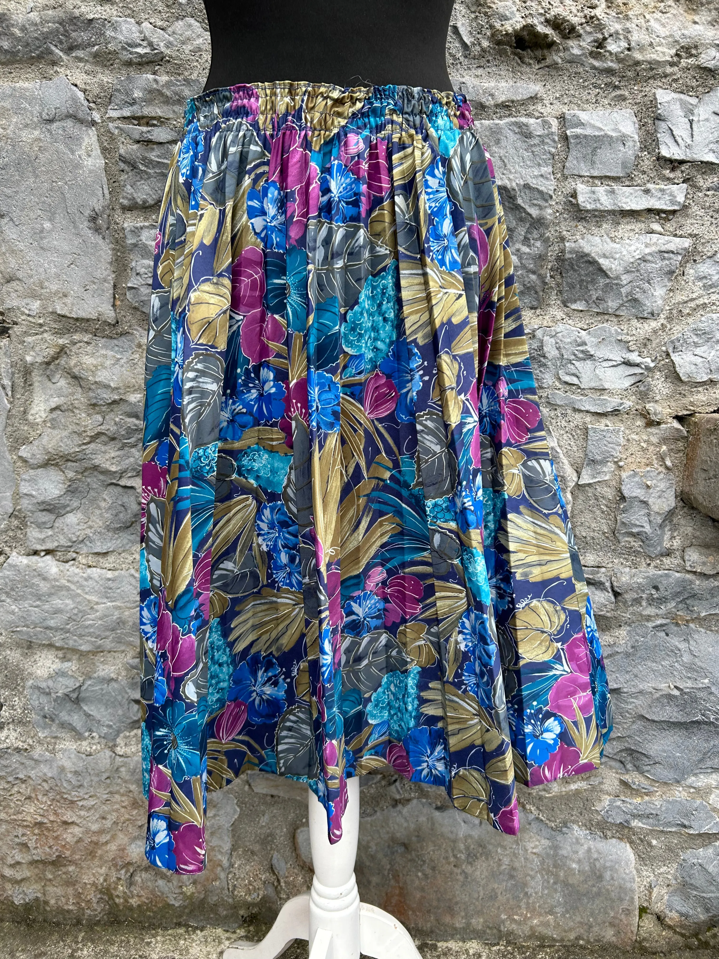 80s colourful flowers pleated skirt uk 12-14