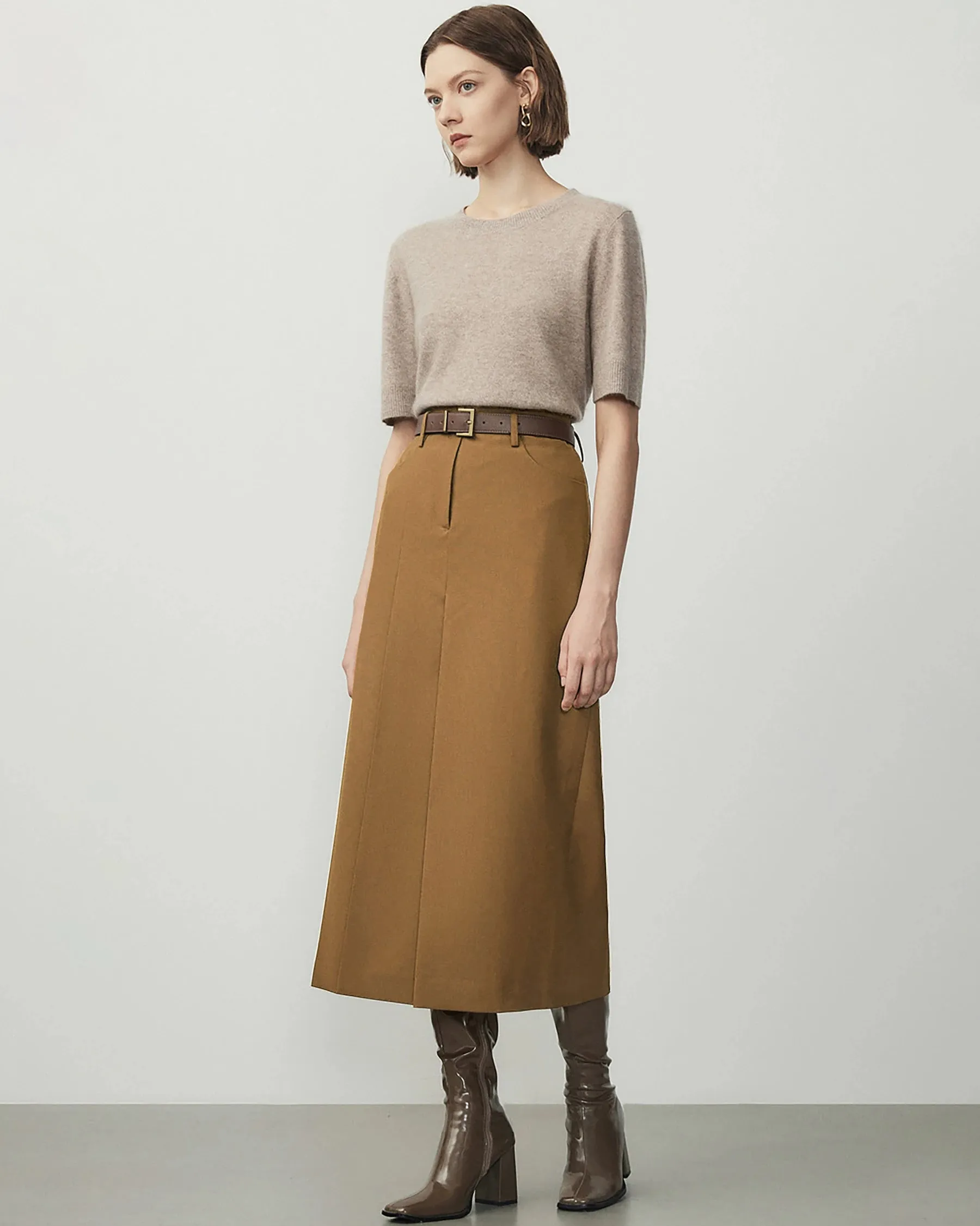 A Line Wool Midi Skirt