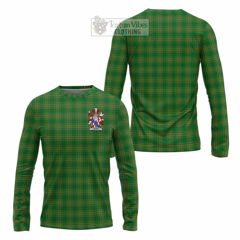 Amory Irish Clan Tartan Long Sleeve T-Shirt with Coat of Arms