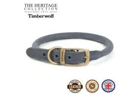 Ancol - Timberwolf Round Leather Collar - Blue - 28cm-36cm (Size 3)