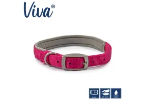 Ancol - Viva Nylon Padded Buckle Collar - Pink - Size 8 (55-63cm)