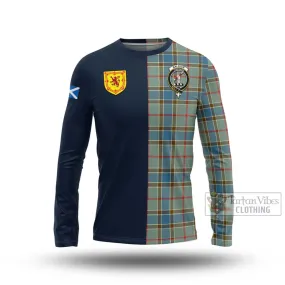 Balfour Blue Tartan Long Sleeve T-Shirt Alba with Scottish Lion Royal Arm Half Style