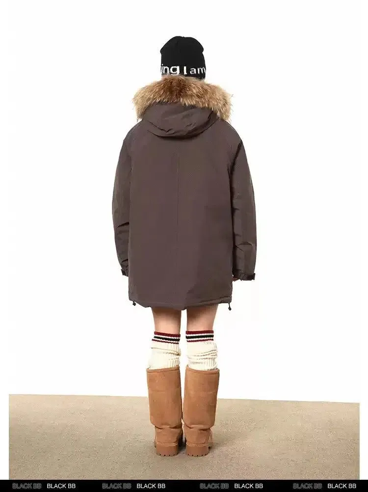 BB Fur Collar Hooded Down Jacket