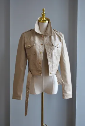 BEIGE FAUX LEATHER JACKET