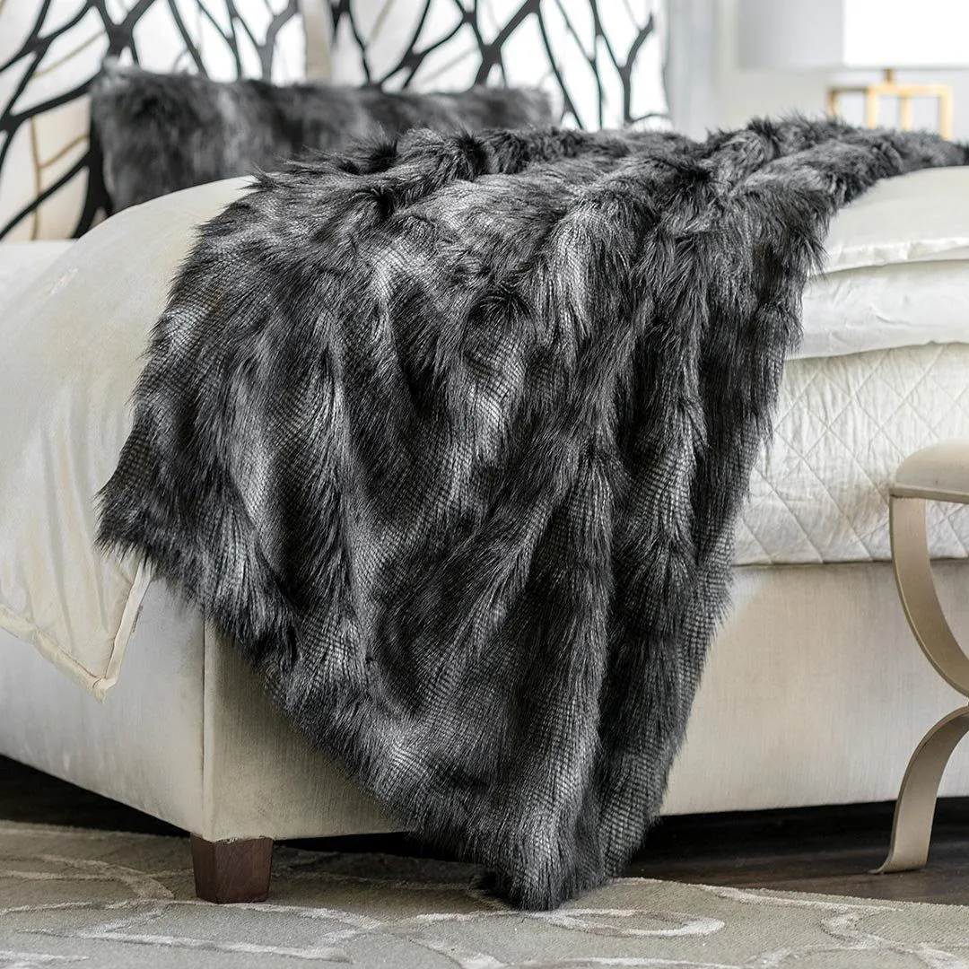 Black Faux Fur Throw by Lili Alessandra