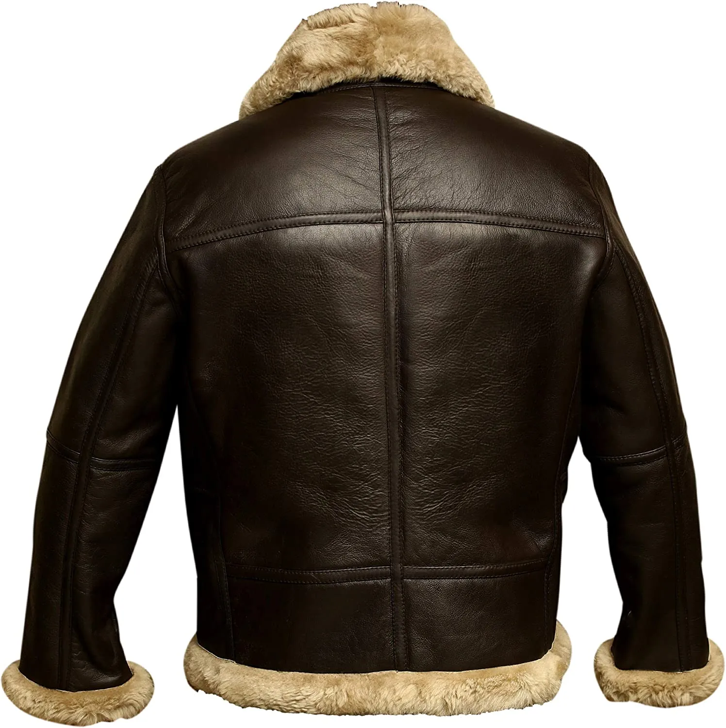 Black Friday Men's RAF B3 Aviator Pilot Bomber Fur Shearling Leather Brown Jacket