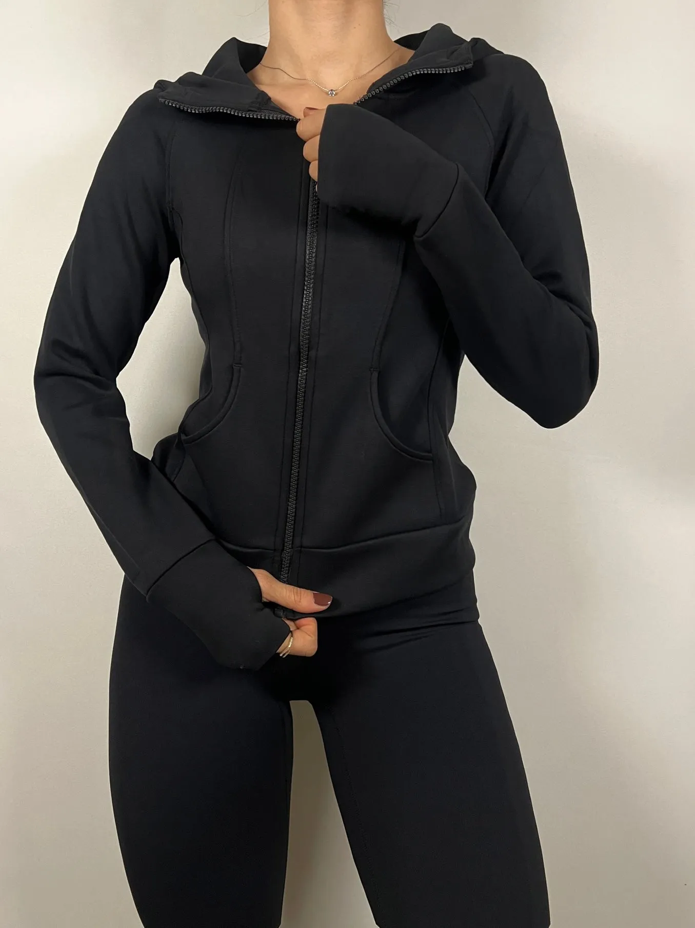 Black hooded zip up Jacket