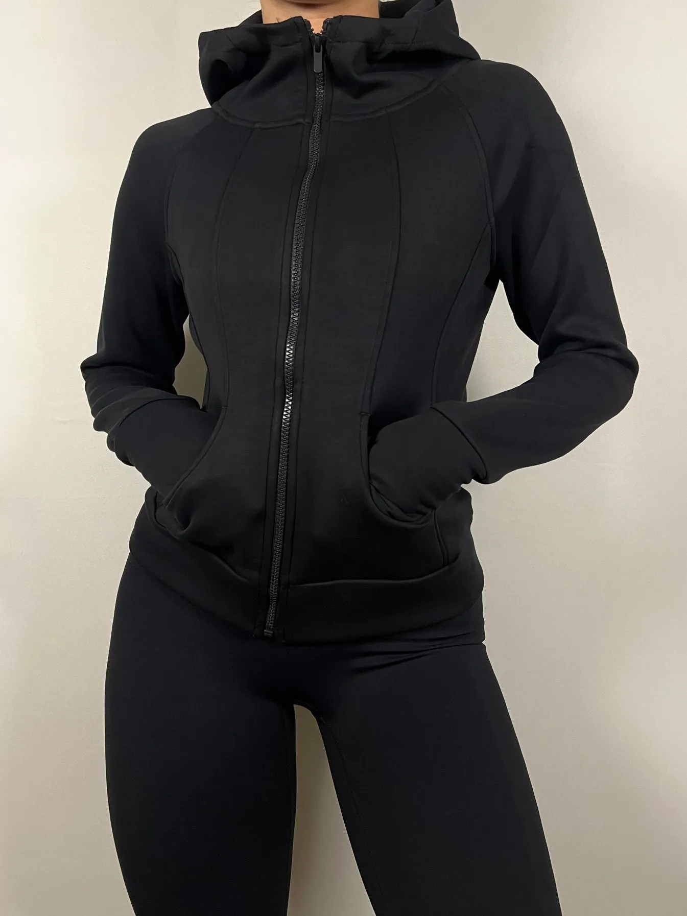 Black hooded zip up Jacket