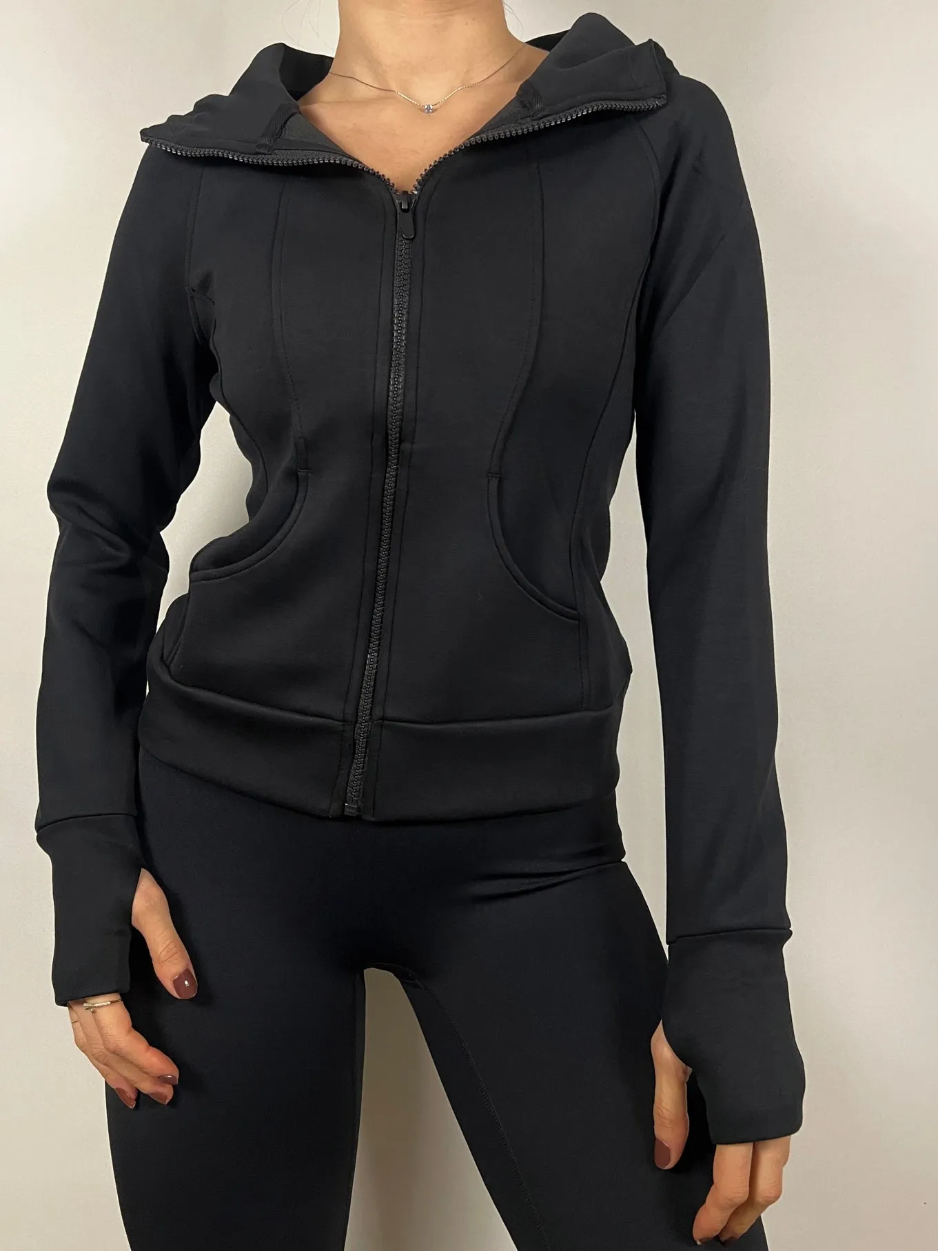 Black hooded zip up Jacket