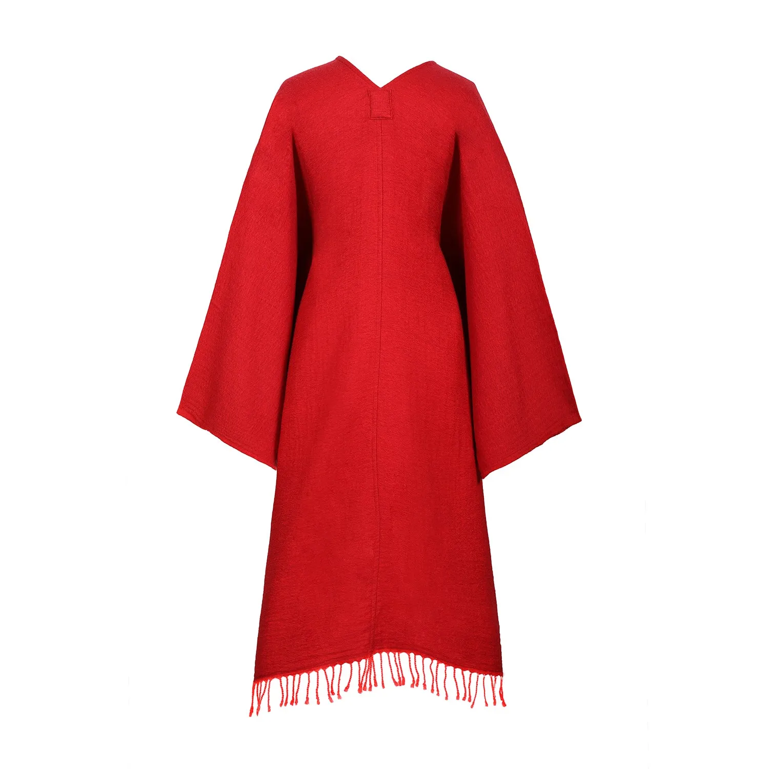 Blaze Red Boiled Wool Kimono Coat Reversible