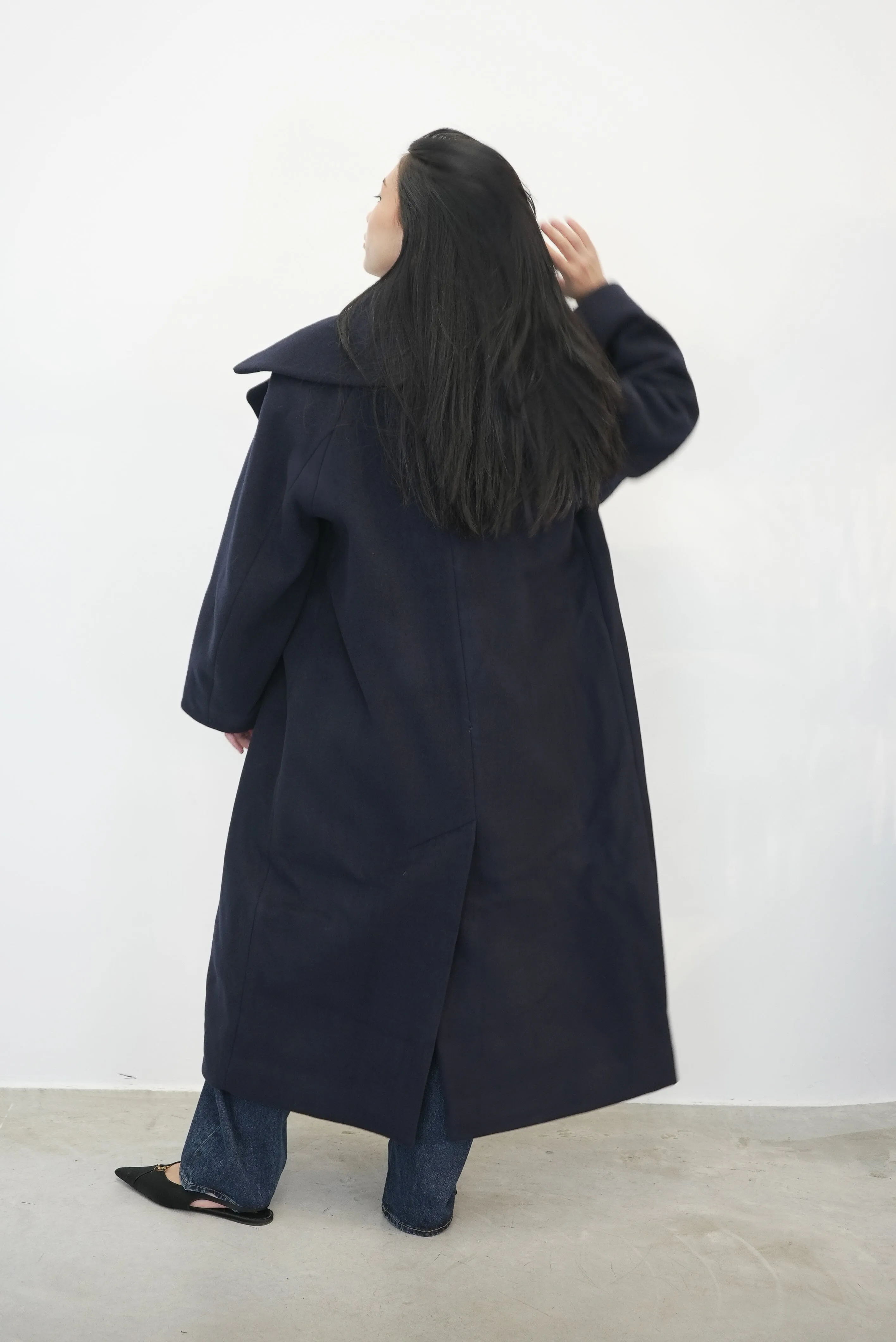 BOILED WOOL LARGE COLLAR COAT