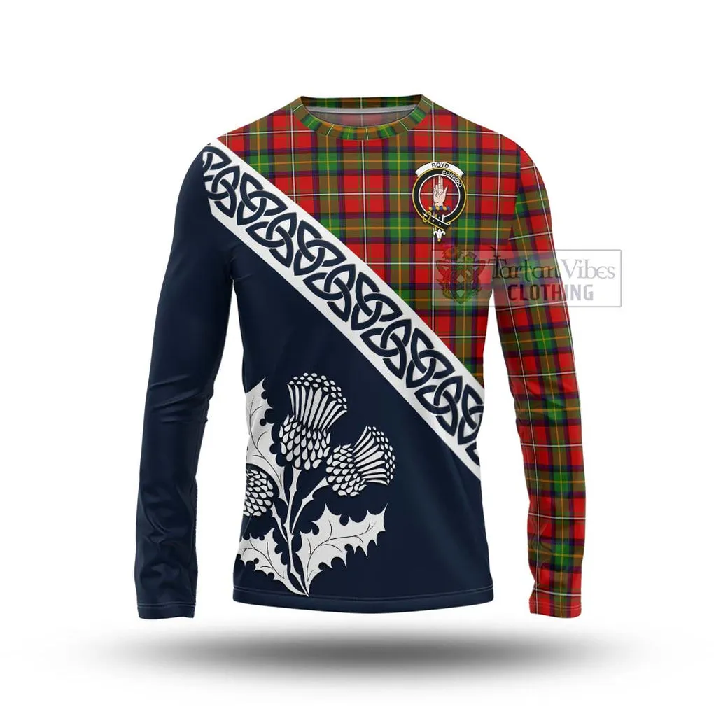 Boyd Tartan Long Sleeve T-Shirt Featuring Thistle and Scotland Map