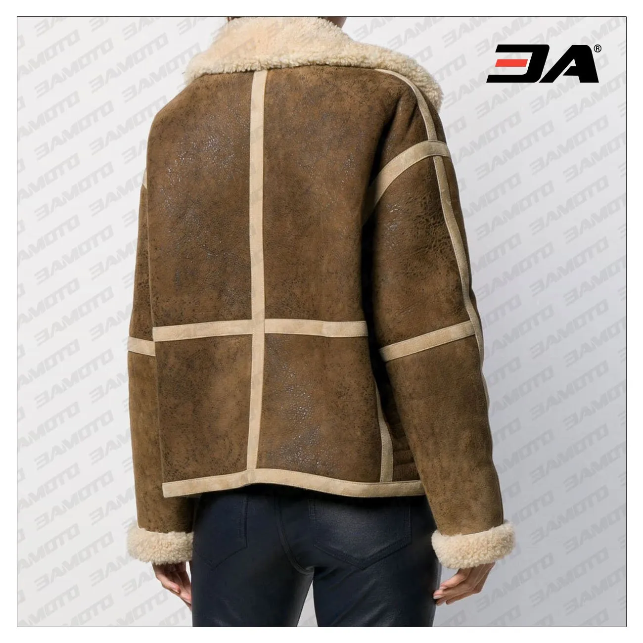 Brown Lambskin Shearling Fur Lining Leather Jacket