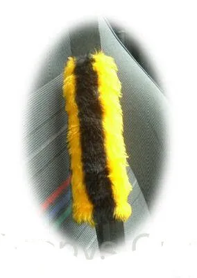 Bumble Bee stripey faux fur seatbelt pads 1 pair