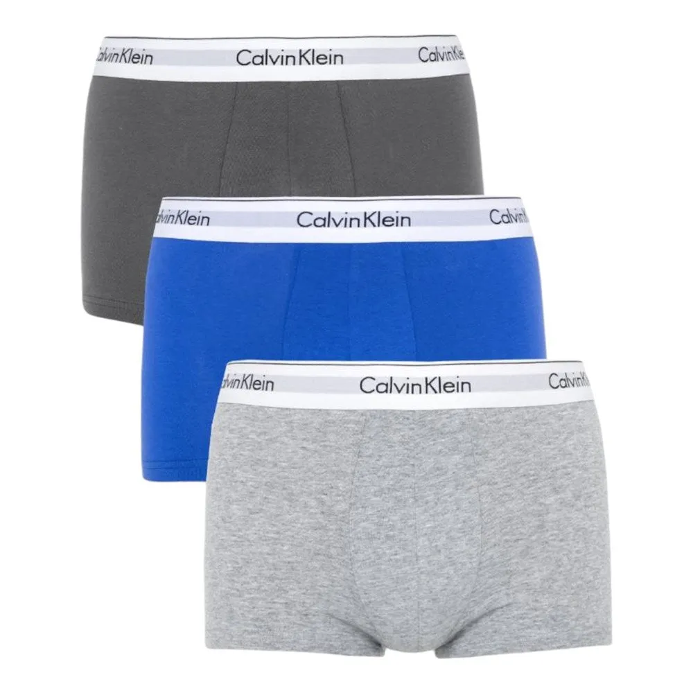 Calvin Klein MODERN COTTON 3 Pack Trunks Men Blue/Graphite/Grey