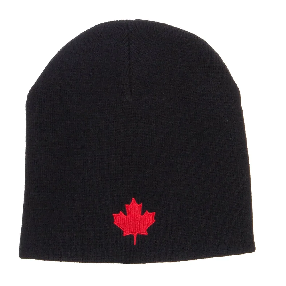 Canada Maple Leaf Embroidered Short Beanie