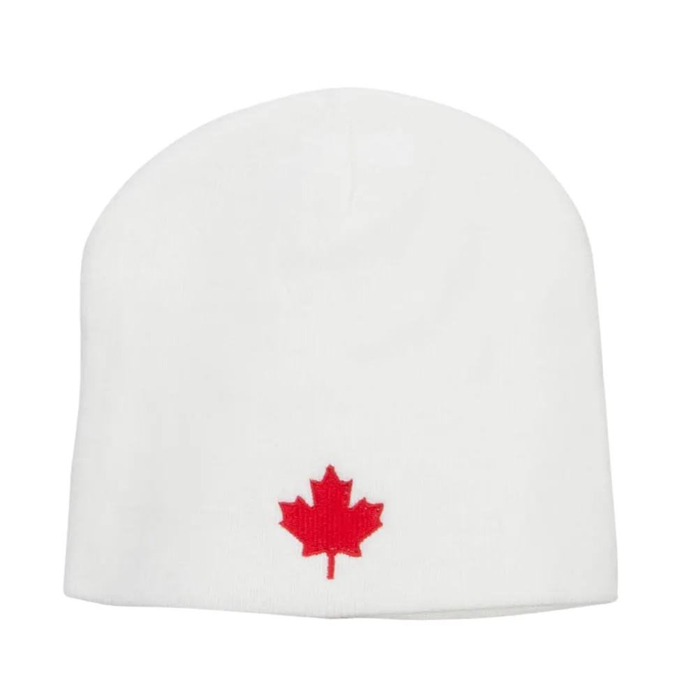 Canada Maple Leaf Embroidered Short Beanie