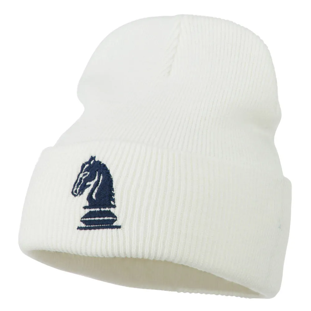 Chess Knight Embroidered Long Beanie