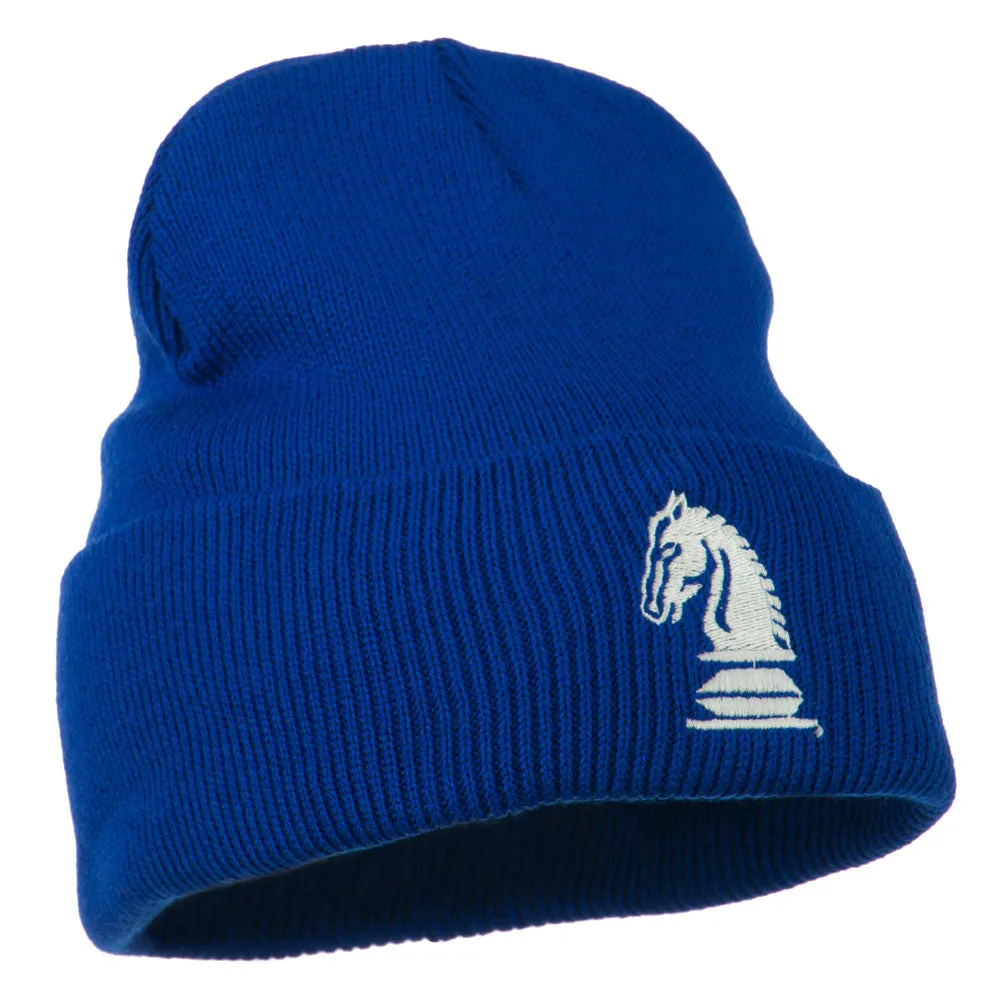 Chess Knight Embroidered Long Beanie