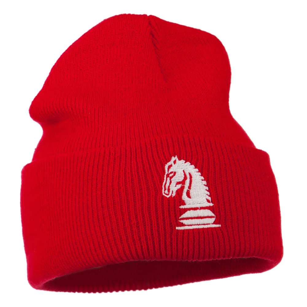 Chess Knight Embroidered Long Beanie