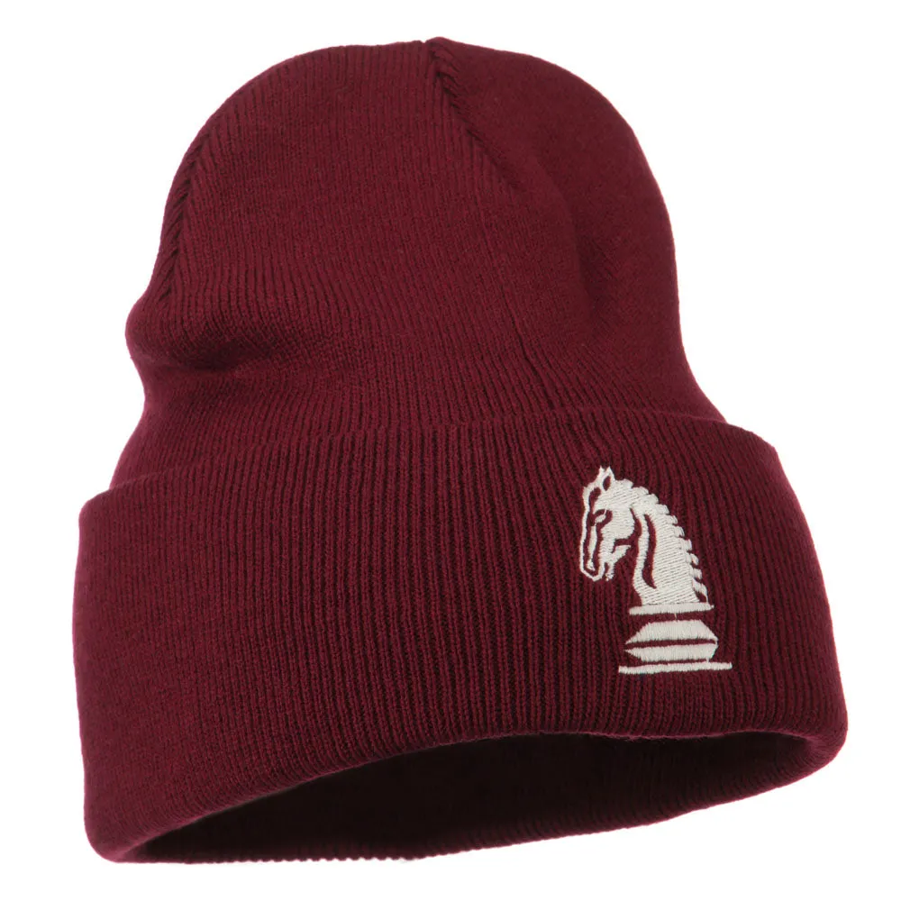 Chess Knight Embroidered Long Beanie