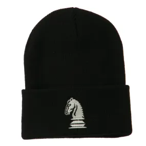 Chess Knight Embroidered Long Beanie