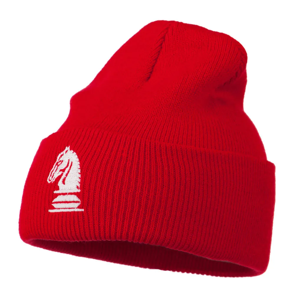 Chess Knight Embroidered Long Beanie