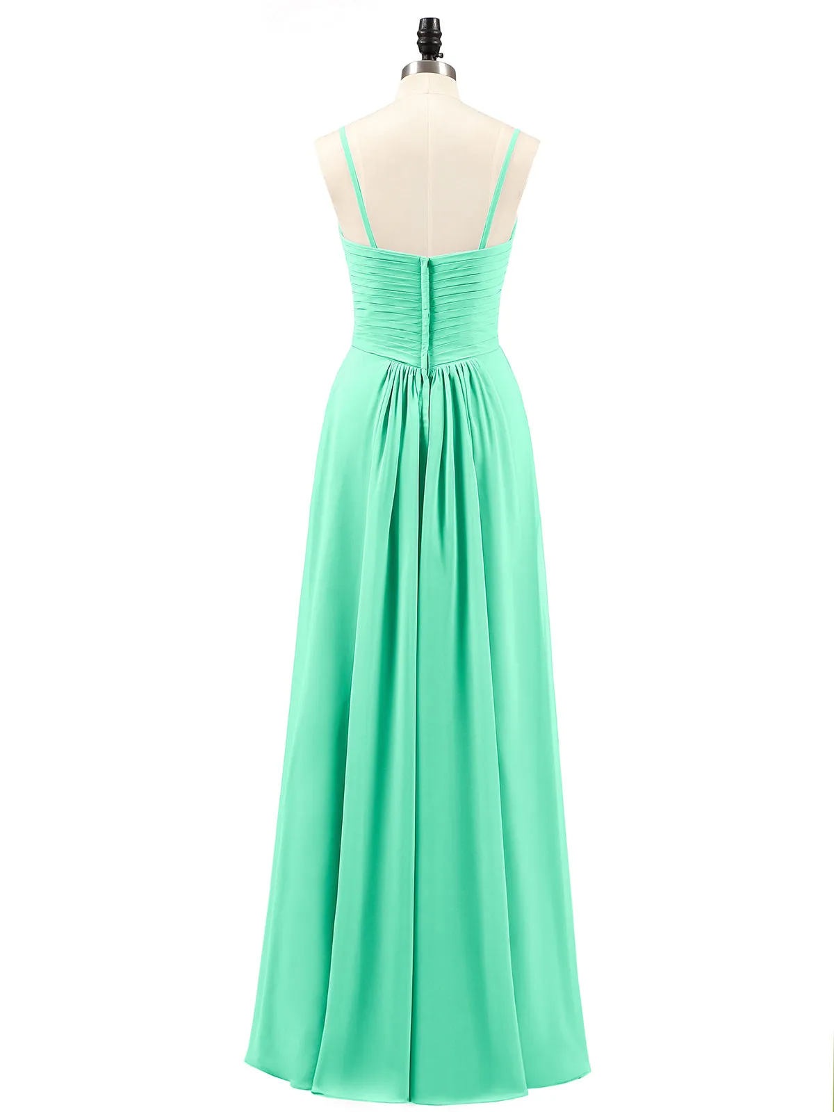 Chiffon Bridesmaid Dresses with Cascade Skirt-Turquoise