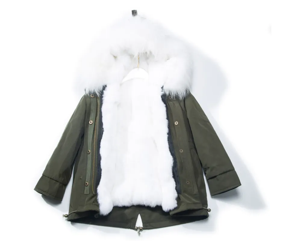 Children's Fur Lined Green Parka