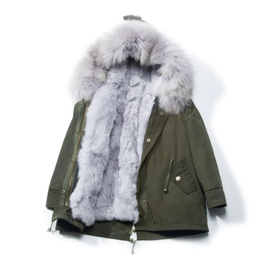 Children's Fur Lined Green Parka