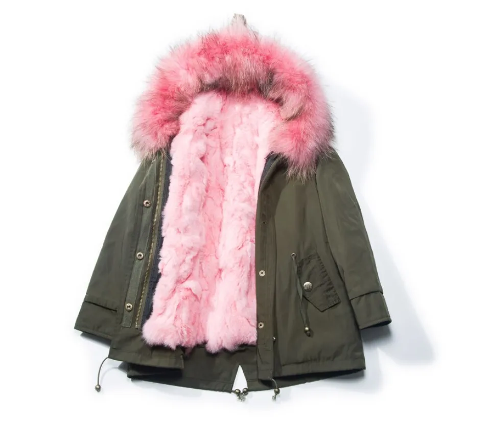 Children's Fur Lined Green Parka