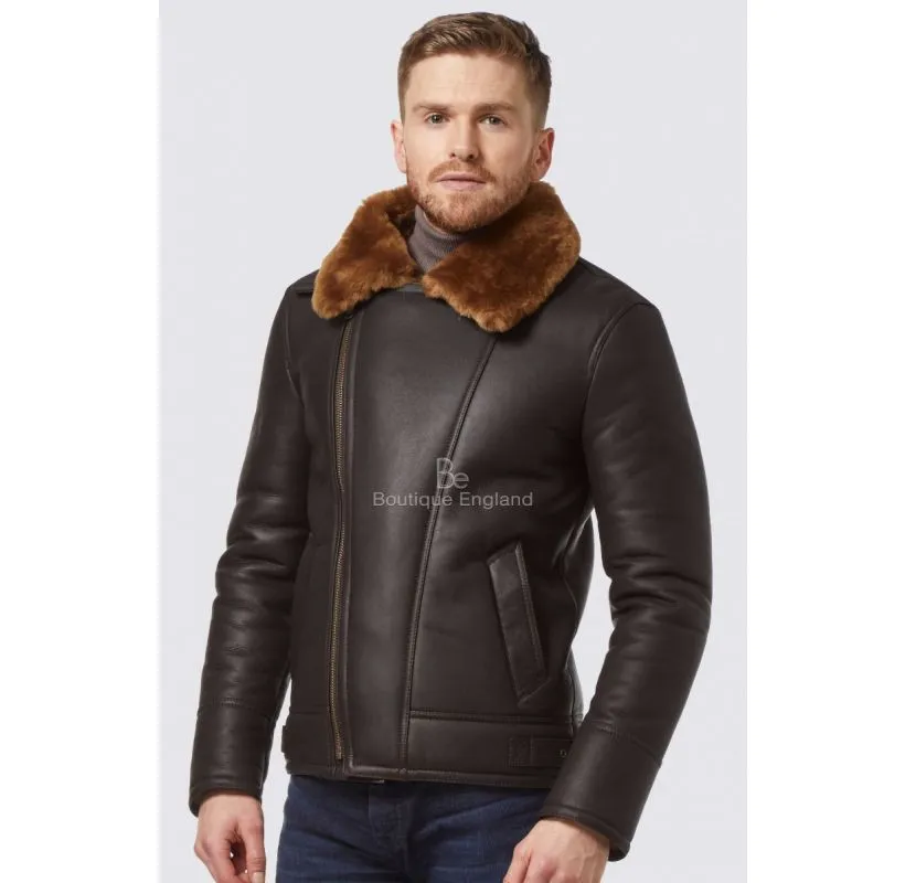 Classic B3 Shearling Jacket Men's Soft Sheepskin Fur Pilot Jacket