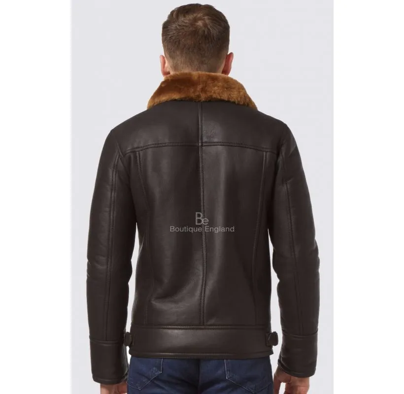 Classic B3 Shearling Jacket Men's Soft Sheepskin Fur Pilot Jacket