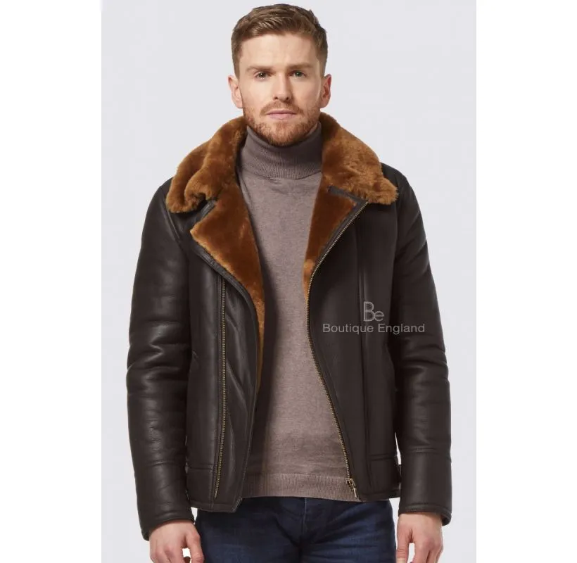 Classic B3 Shearling Jacket Men's Soft Sheepskin Fur Pilot Jacket