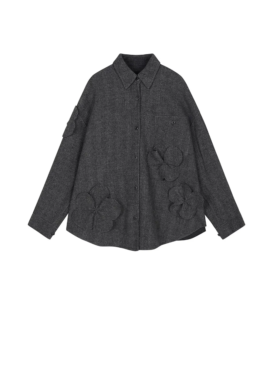 Coat / JNBY Oversize 3D-Flower Wool Coat