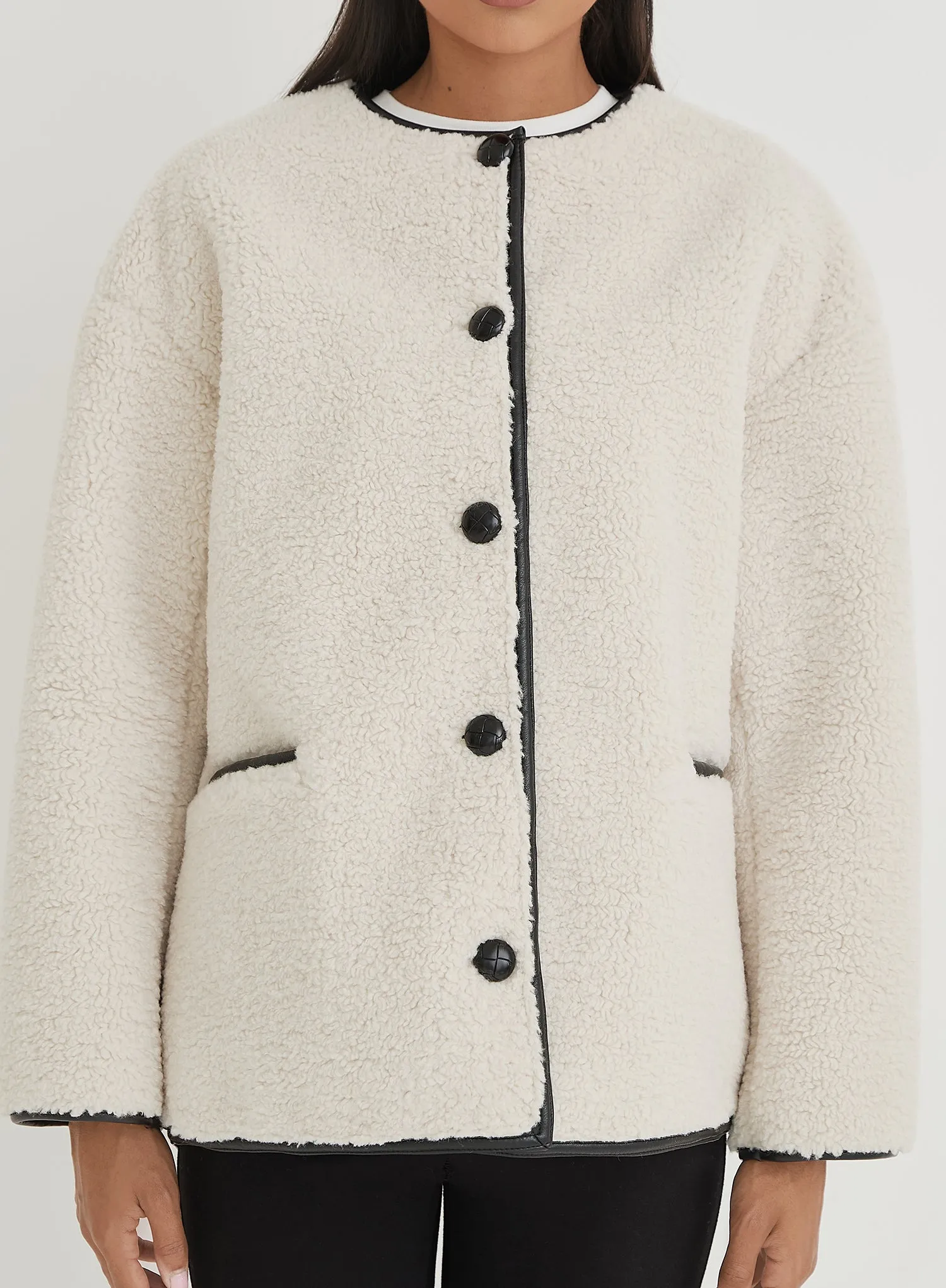 Cream Faux Shearling Jacket – Yanis