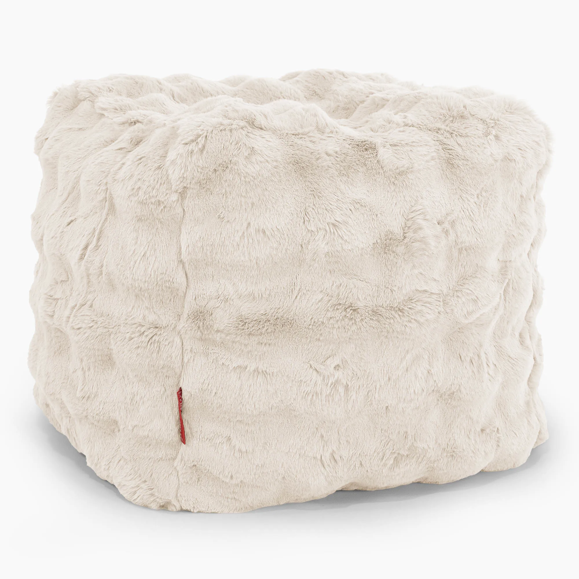 Cube Footstool Pouffe - Bubble Faux Fur Cream