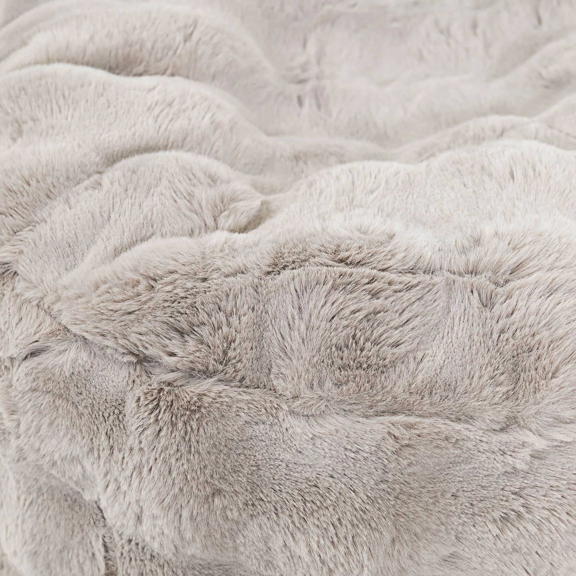 Cube Footstool Pouffe - Bubble Faux Fur Mink