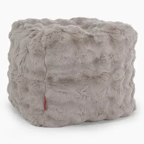 Cube Footstool Pouffe - Bubble Faux Fur Mink