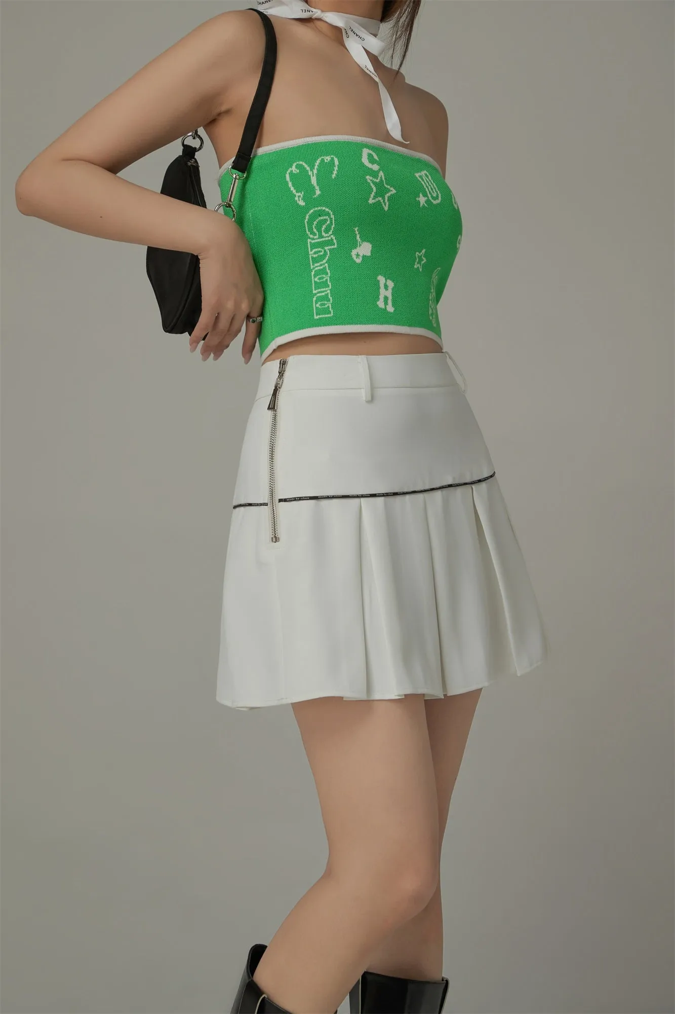 Daily Belt Loops Pleated Mini Skirt