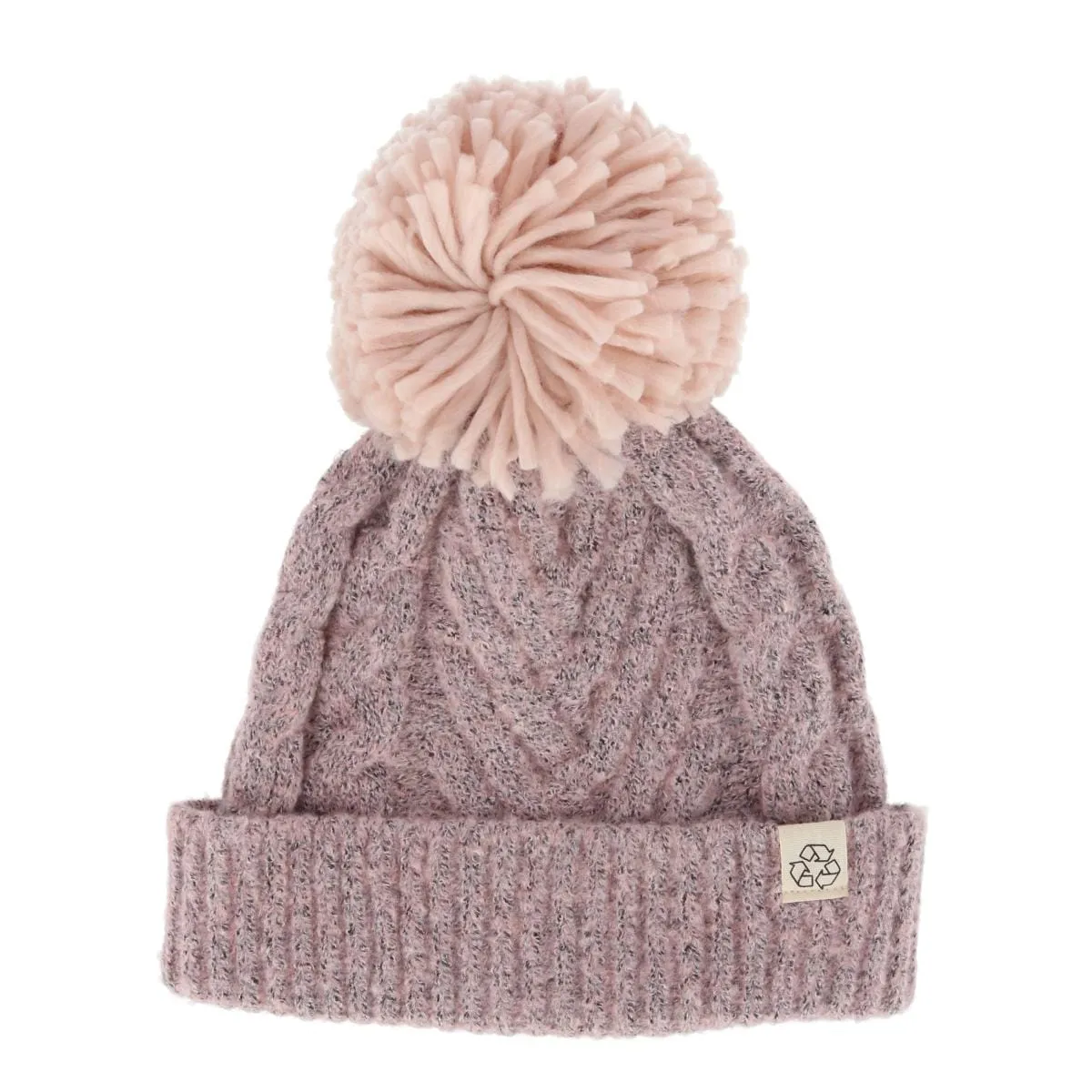 David & Young Women's Chevron Knit Winter Beanie with Matching Yarn Pom