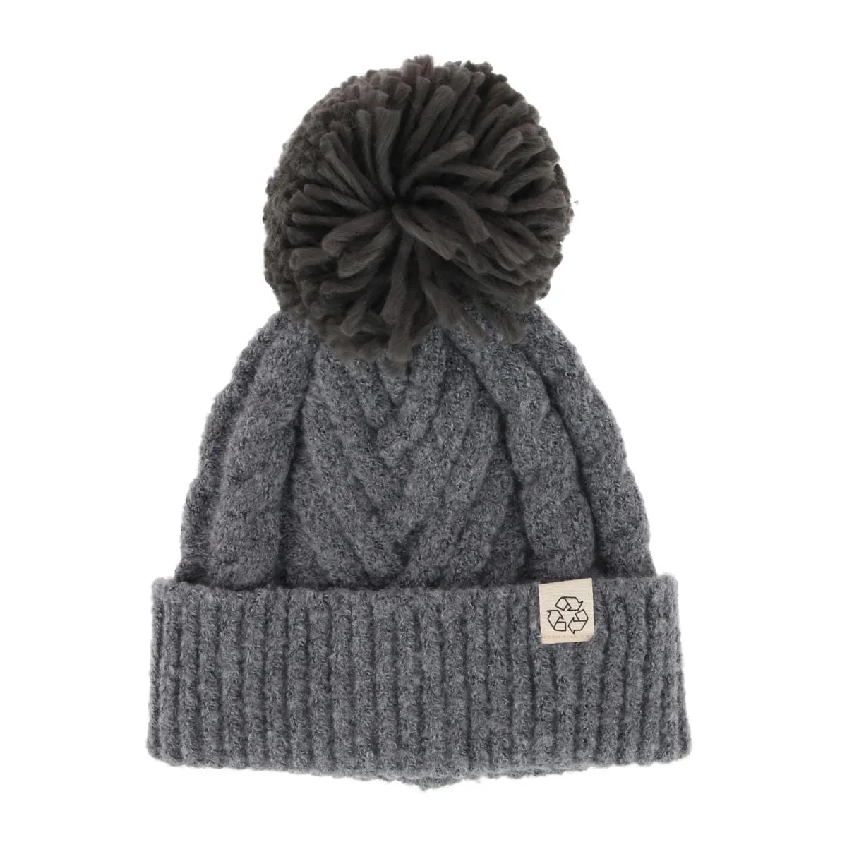 David & Young Women's Chevron Knit Winter Beanie with Matching Yarn Pom