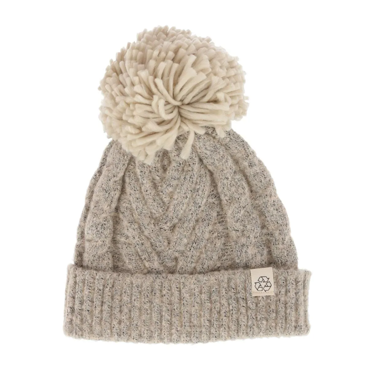 David & Young Women's Chevron Knit Winter Beanie with Matching Yarn Pom