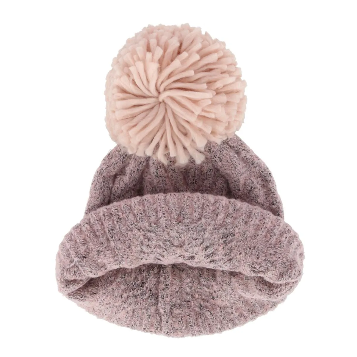 David & Young Women's Chevron Knit Winter Beanie with Matching Yarn Pom