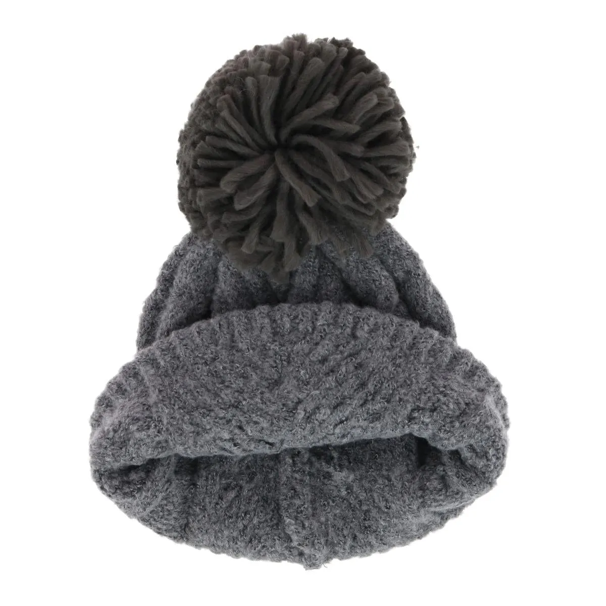 David & Young Women's Chevron Knit Winter Beanie with Matching Yarn Pom